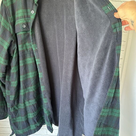 LL Bean Flannel Fleece Lined XL Tall Button Up Long Sleeve Blue Green Plaid - Picture 11 of 11